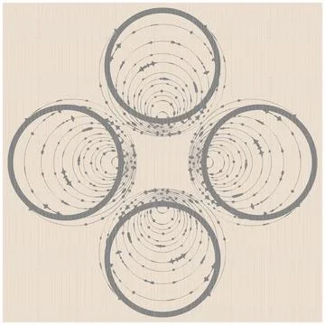 Abstraction. Motion of protons. Light beige background. Illustrazione stock