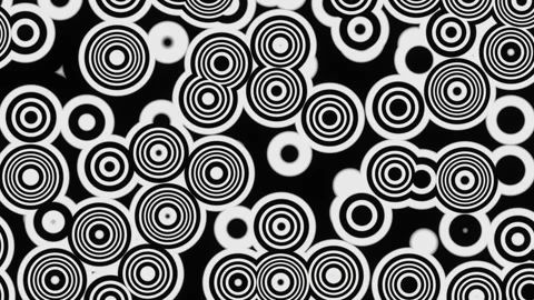 Abstraction of moving circles in black and white. Beautiful loopy graphic backgr Video stock 247235892