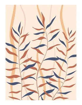 Abstraction of nature with branches on beige Stock Illustration