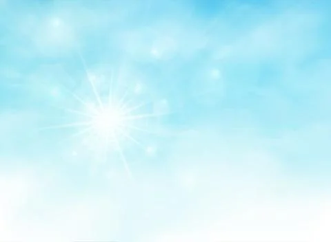 Abstraction of realistic group of clouds with sun light burst background. Stockillustratie