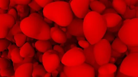 Abstraction with red hearts. Red background of red frosted hearts.  Stock Illustration