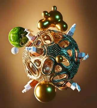 Abstraction render, 3d illustration, geometric shapes concept Stock Illustration