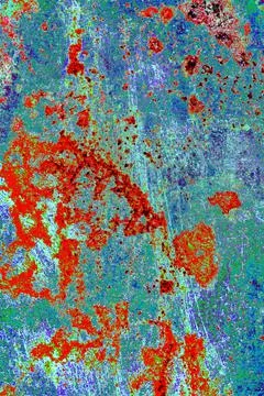Abstraction rusty steel surface, changed color, colorful background in pastel Stock Photos