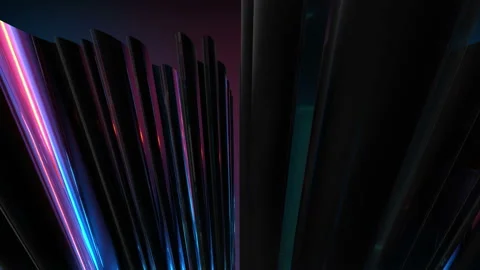 Abstraction of shiny vertical elements with dynamic video reflection. Stock-Footage 138429837