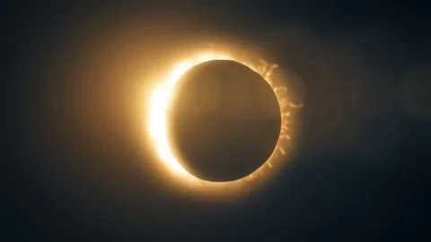 Abstraction of solar eclipse. Ring of fire on a black background. Video stock 100201043