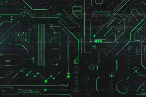 Abstraction on subject of electronics. Electronic board with det Stock Photos
