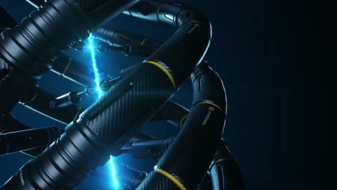 An abstraction on technology and artificial intelligence, robot DNA, or a com Stock Footage 194958854