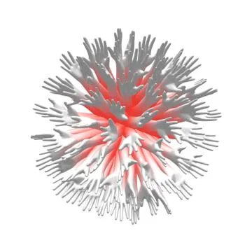 Abstraction on a theme of human hands in the form of a spherical array. Stock Illustration