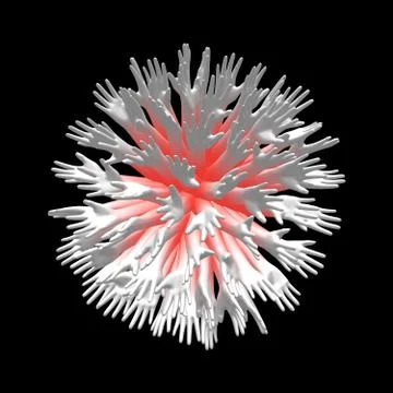 Abstraction on a theme of human hands in the form of a spherical array. Stock Illustration