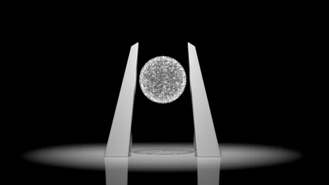 Abstraction, white gate with a ball and transition Stock Footage 113291273