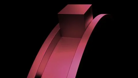 Abstractions with moving figures on a black background. Design. Metal cube and Ilustración de archivo