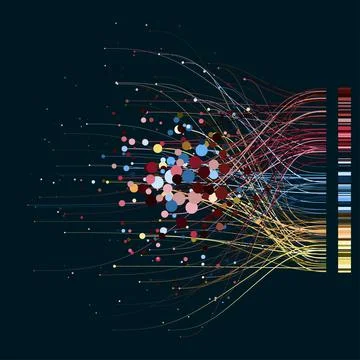 Abstractly arranged colored dots. Data concept. Illustrazione stock