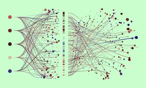 Abstractly arranged dots are connected by lines Stock Illustration