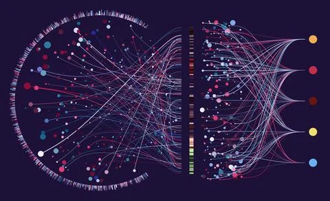 Abstractly arranged dots are connected by lines Stock Illustration