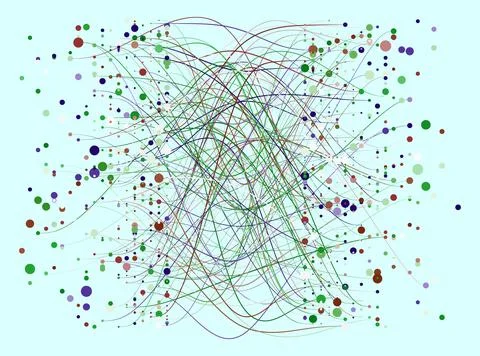 Abstractly arranged dots are connected by lines Stock Illustration
