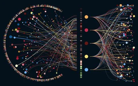 Abstractly arranged dots are connected by lines Stock Illustration
