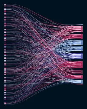 Abstractly arranged dots are connected by lines Stock Illustration