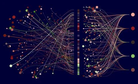 Abstractly arranged dots are connected by lines Stock Illustration