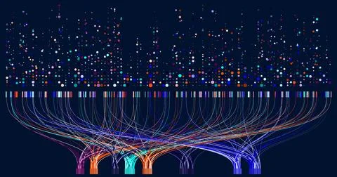 Abstractly arranged dots are connected by lines Stock Illustration