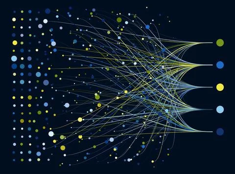 Abstractly arranged dots are connected by lines Stock Illustration