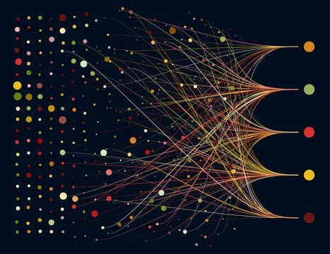 Abstractly arranged dots are connected by lines Stock Illustration