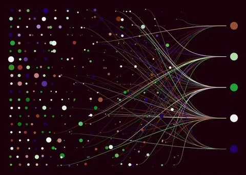 Abstractly arranged dots are connected by lines Stock Illustration
