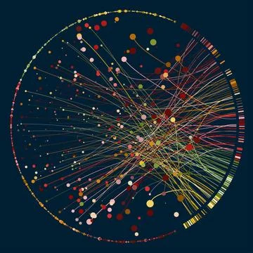 Abstractly arranged dots are connected by lines Illustrazione stock