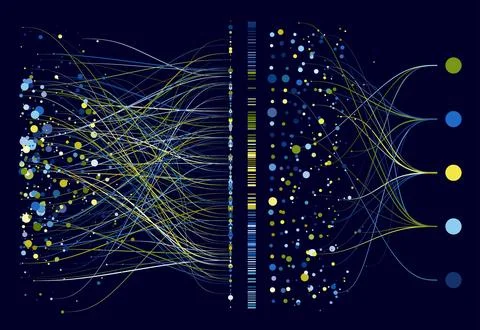 Abstractly arranged dots are connected by lines Stock Illustration