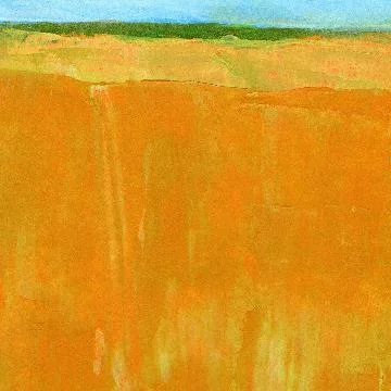 Abstractness Fields Ground, orange field horizon slight blue sky Stock Illustration