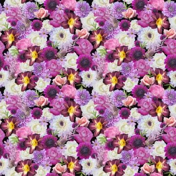 Abstracts seamless floral pattern. background from various flowers Stock Illustration