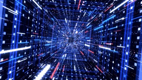 Abstrat hyper jump through blue stars into the Universe, seamless loop Video stock 124232184