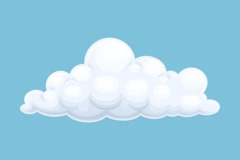 Abstrat white fluffy cloud. Database, networking, meteorology element cartoon Illustrazione stock