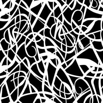 Abstrect black brush seamless pattern on white Stock Illustration