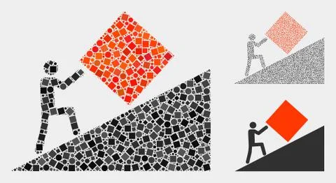 Absurd Work Icon Mosaics of Squares and Circles Stock Illustration