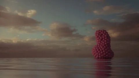 Absurdist / abstract animation featuring pink goop falling from the sky. Video stock 82659458