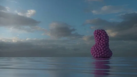 Absurdist / abstract animation featuring pink goop falling from the sky. Stock Footage 82659873