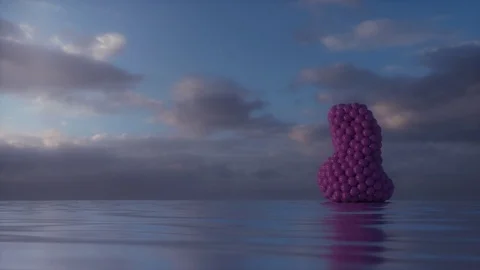Absurdist / abstract animation featuring pink goop falling from the sky. Stock Footage 82659916