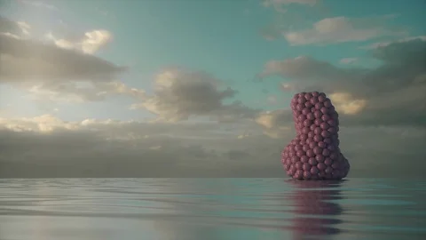 Absurdist / abstract animation featuring pink goop falling from the sky. Stock Footage 82660342