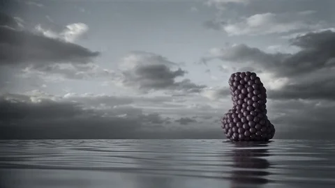 Absurdist / abstract animation featuring pink goop falling from the sky. Stock Footage 82660490