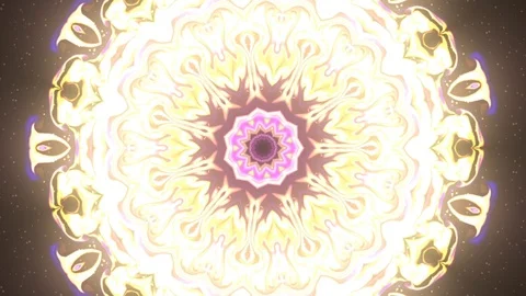 Abtract Yellow Mandala Footage with kaleidoscope Stock Footage