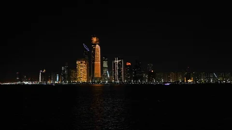 Abu Dhabi City View at Evening Timelapse Stock Footage 128002886