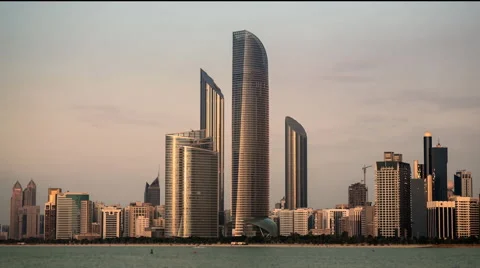 Abu Dhabi Corniche Day to Night Timelapse Stock Footage 40236889