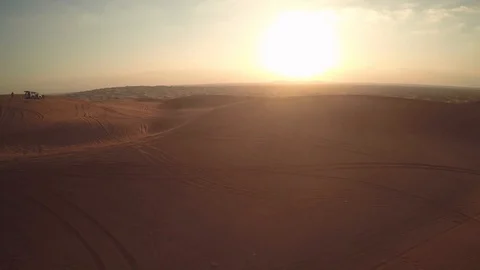 Abu Dhabi desert sand wave with sunset Stock Footage 128935403
