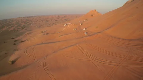 Abu Dhabi desert sand wave with sunset Stock Footage 128938588