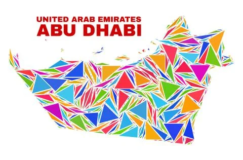 Abu Dhabi Emirate Map - Mosaic of Color Triangles Stock Illustration