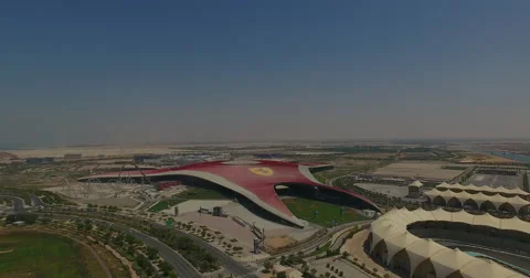 Abu Dhabi Ferrari World from above Stock Footage 67856902