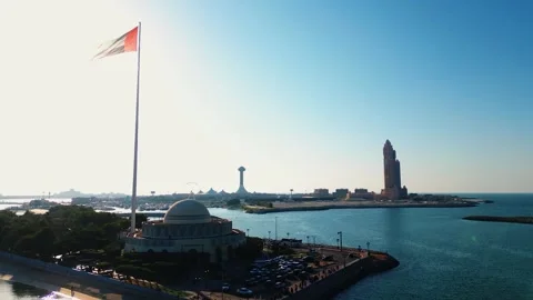 Abu Dhabi Flag Drone 4k Stock Footage 290855981