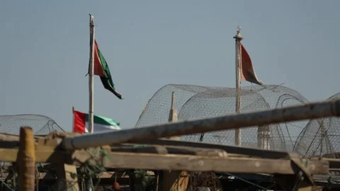 Abu Dhabi flags and general View Stock Footage 128932791