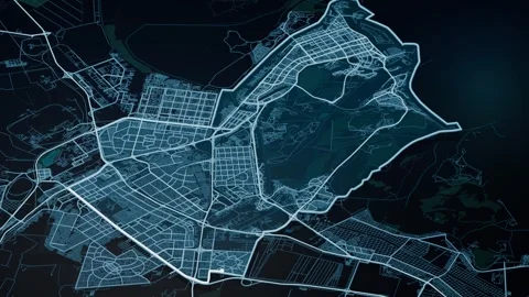 Abu Dhabi Glowing Digital Map Animation 4K Video stock 336654943