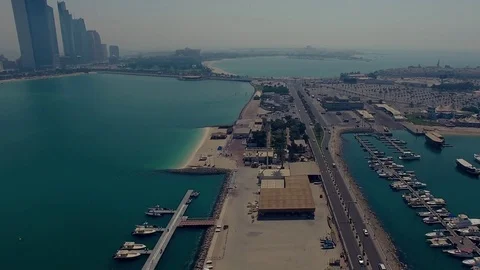 Abu Dhabi from Lulu island aerial Stock Footage 74501982